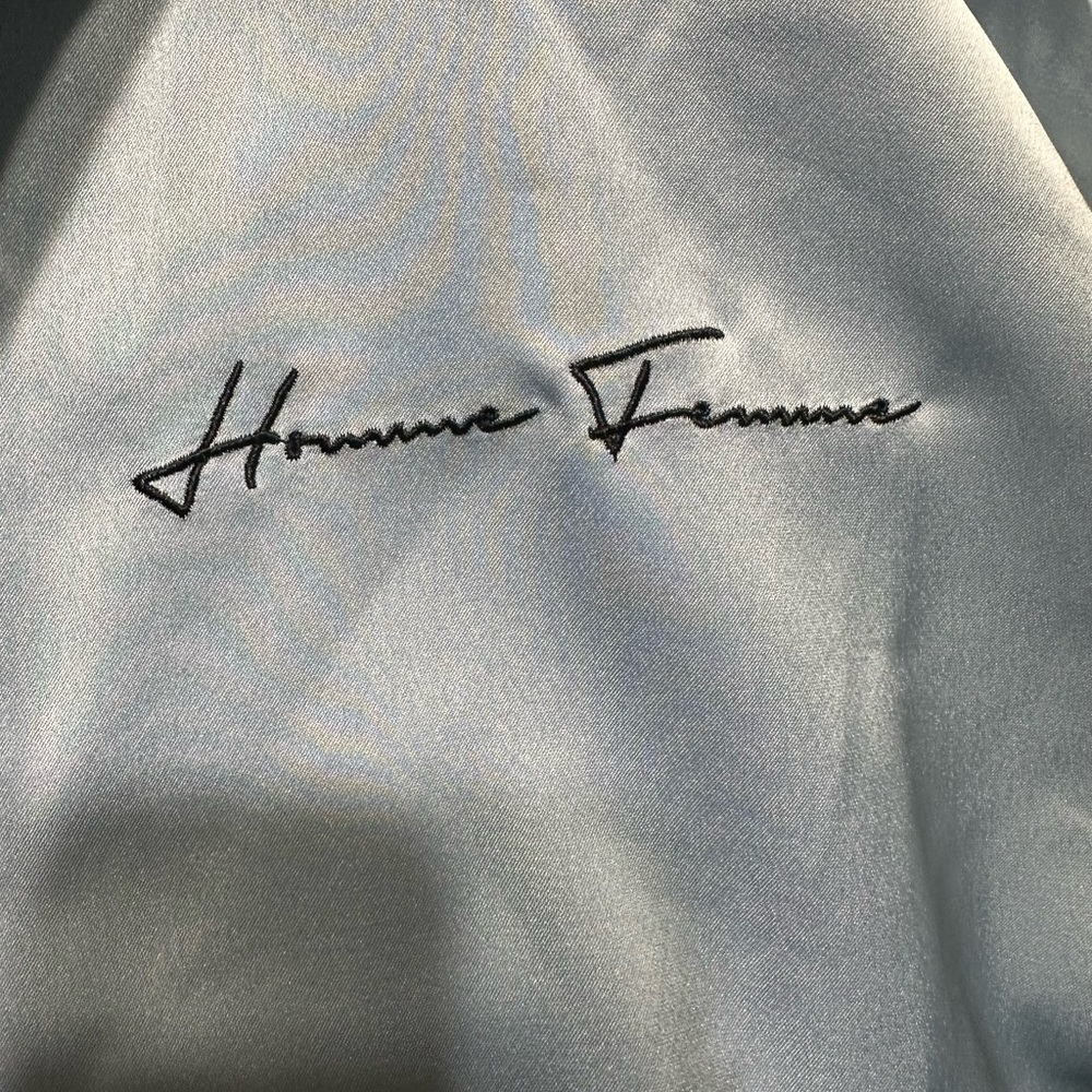 Homme‎ + Femme World Famous Light Blue Bomber Jacket NWT Size Small - Picture 6 of 11